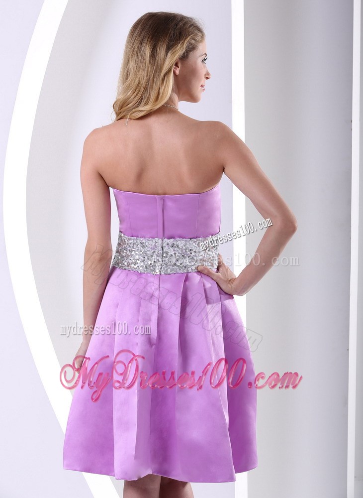 Lavender Prom Homecoming Dress With Sequins Decorated Sash