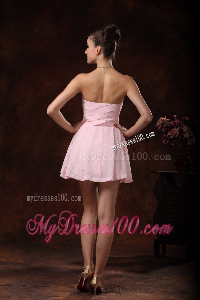 Baby Pink Ruche Club Strapless Homecoming Dresses For Custom Made