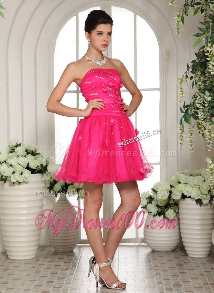 2013 Hot Pink Homecoming Dresses With Appliques and Beading
