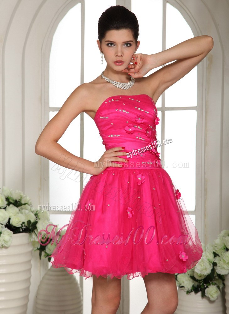 2013 Hot Pink Homecoming Dresses With Appliques and Beading