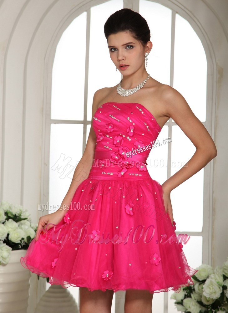 2013 Hot Pink Homecoming Dresses With Appliques and Beading