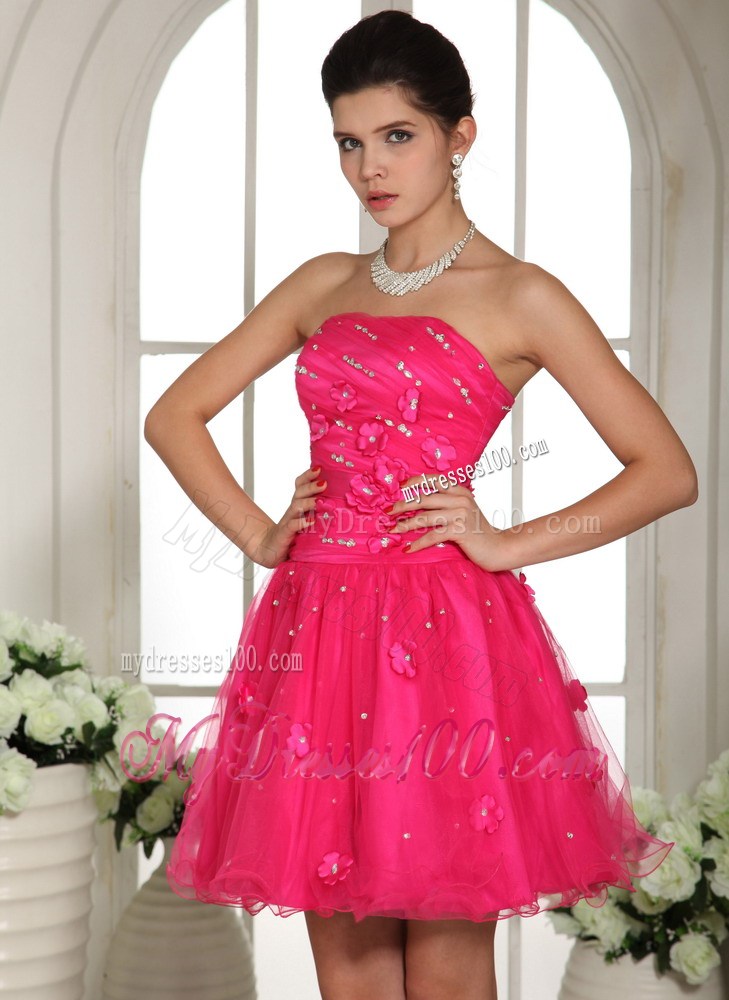 2013 Hot Pink Homecoming Dresses With Appliques and Beading