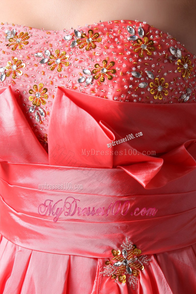 Watermelon Red Strapless Short Homecoming Dresses Beading