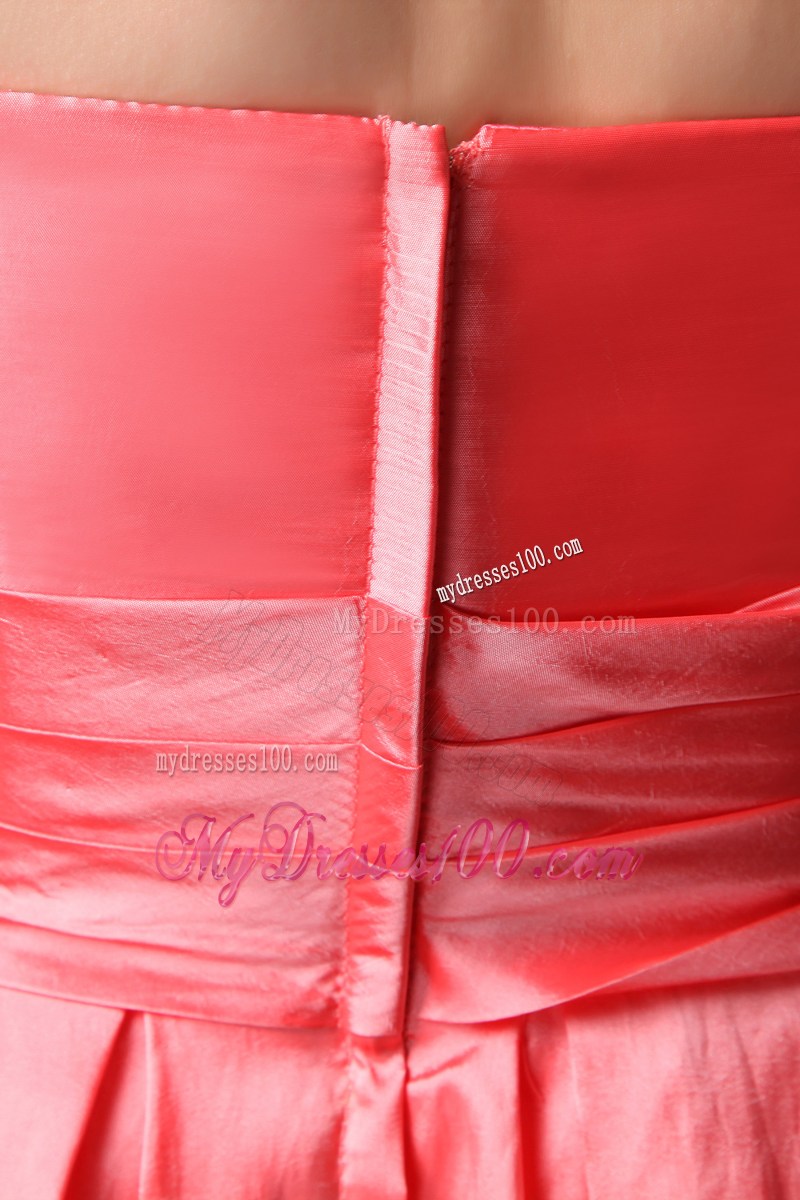 Watermelon Red Strapless Short Homecoming Dresses Beading