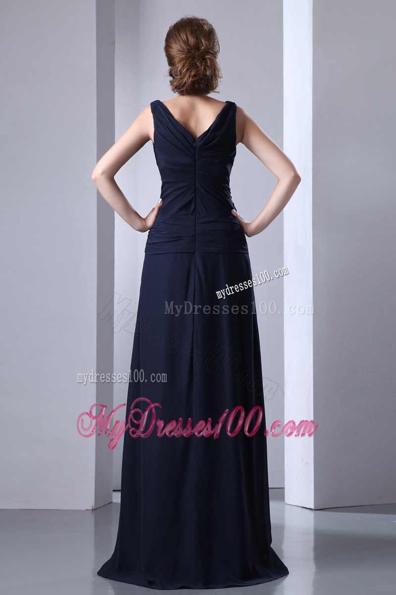Navy Blue Empire V-neck Ruching Homecoming Dresses for 2013