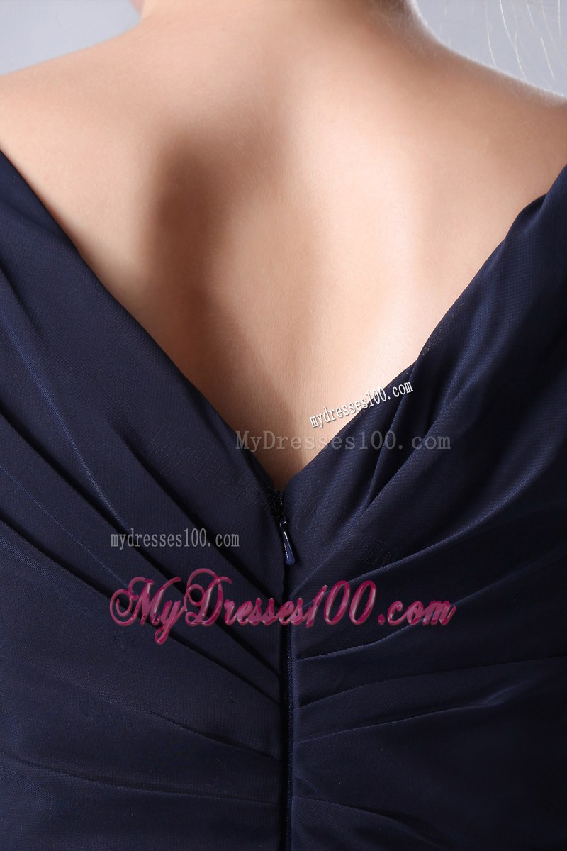 Navy Blue Empire V-neck Ruching Homecoming Dresses for 2013