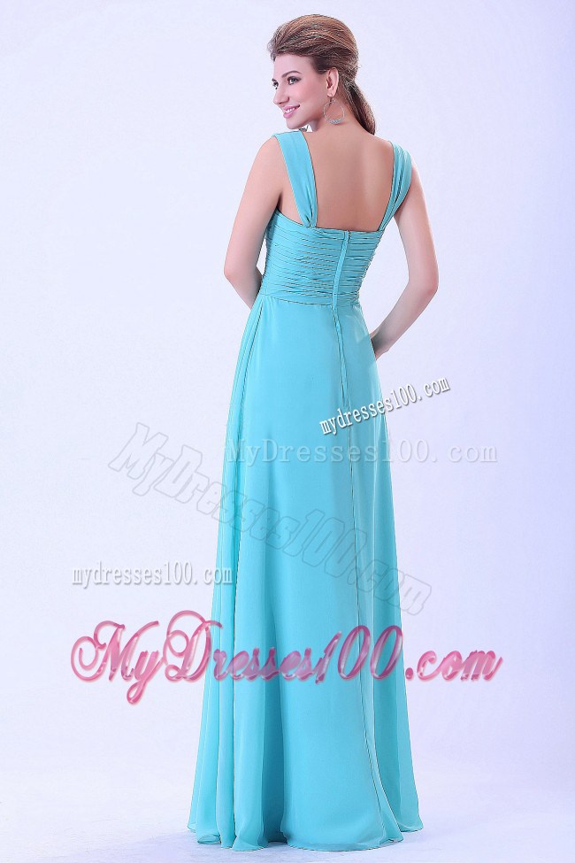 Straps Ruched For 2013 Aqua Blue Homecoming Dresses with Chiffon