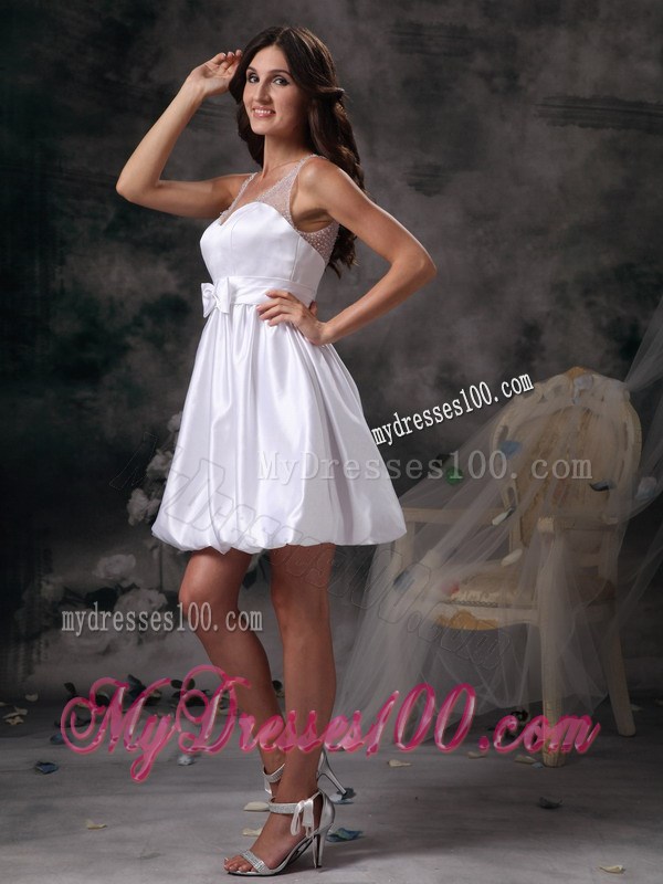 Customize Column Straps Short Homecoming Dresses with Bow
