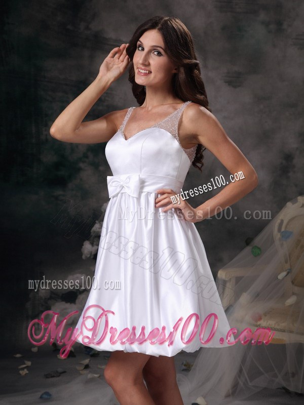 Customize Column Straps Short Homecoming Dresses with Bow
