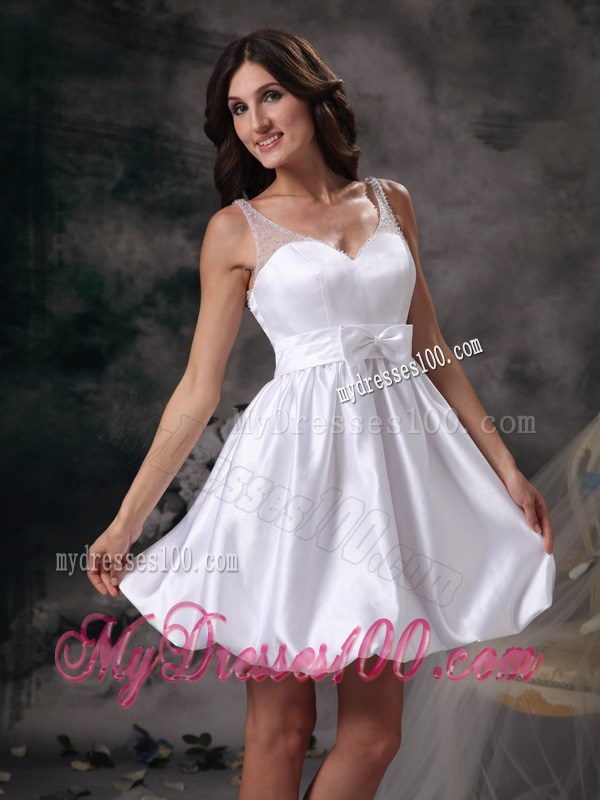Customize Column Straps Short Homecoming Dresses with Bow