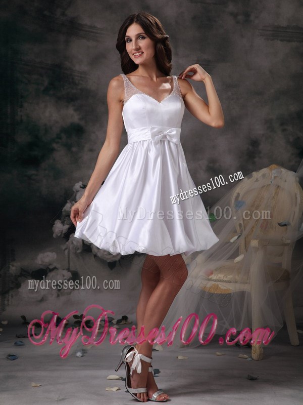 Customize Column Straps Short Homecoming Dresses with Bow