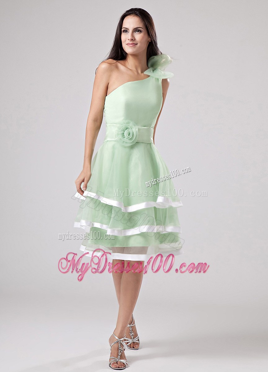 Apple Green Ruffled Layers 2013 Homecoming Dresses One Shoulder