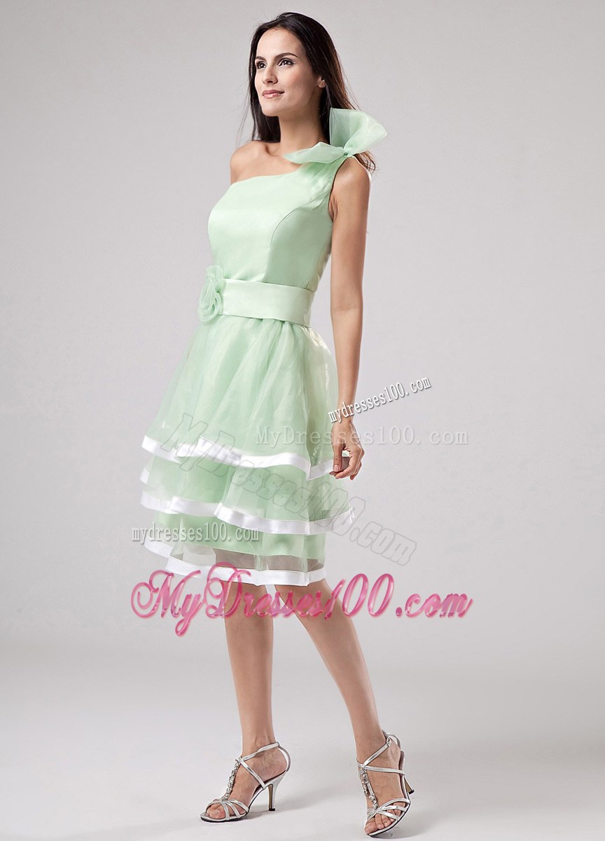 Apple Green Ruffled Layers 2013 Homecoming Dresses One Shoulder