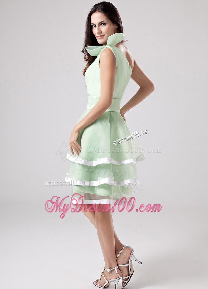 Apple Green Ruffled Layers 2013 Homecoming Dresses One Shoulder