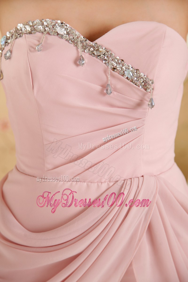 Baby Pink Column Sweetheart Cheap Homecoming Dresses Beading 