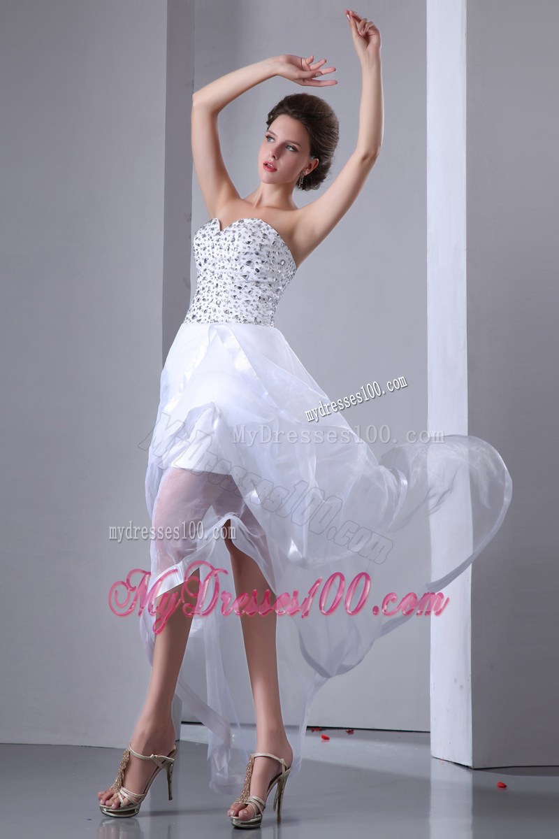 White Sweetheart Beading High-low Homecoming Dresses