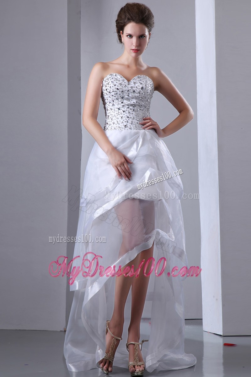 White Sweetheart Beading High-low Homecoming Dresses