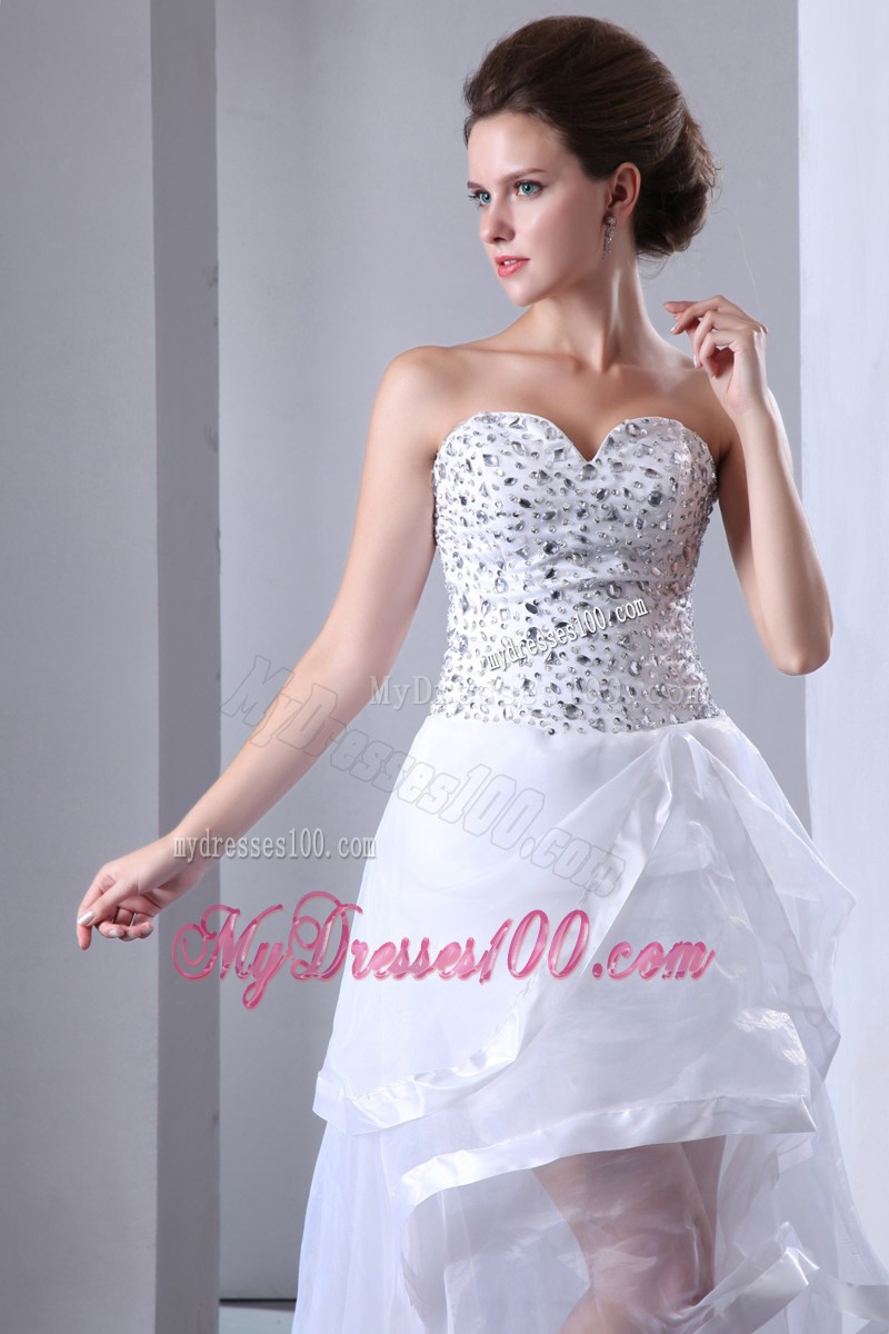 White Sweetheart Beading High-low Homecoming Dresses