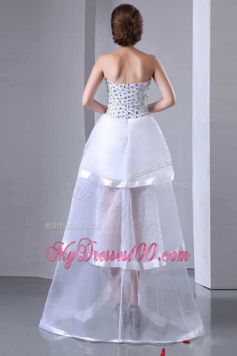 White Sweetheart Beading High-low Homecoming Dresses