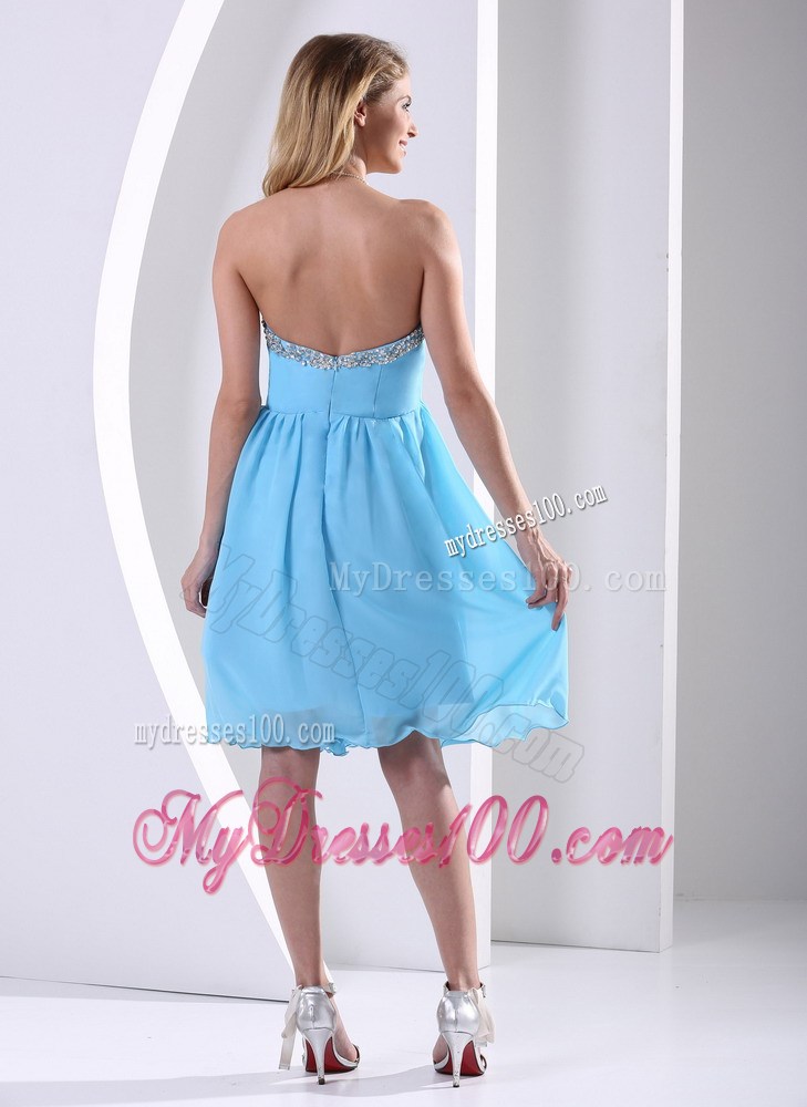 Aqua Blue Sweetheart Beaded 2013 Homecoming Dresses Knee-length