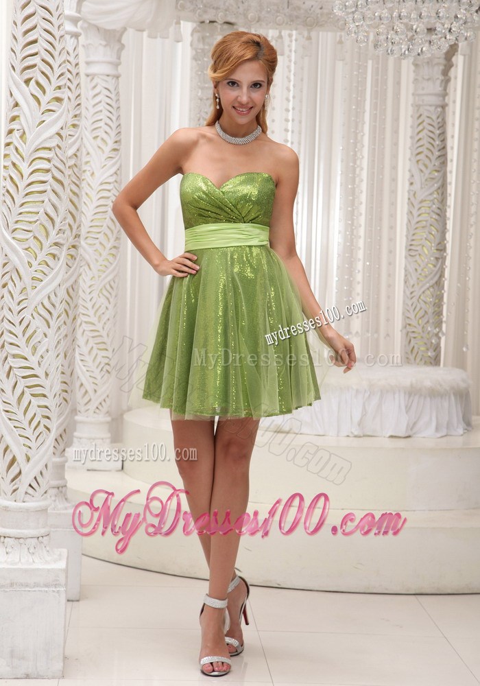 Empire Homecoming Dresses For 2013 Sequin and Sash Sweetheart