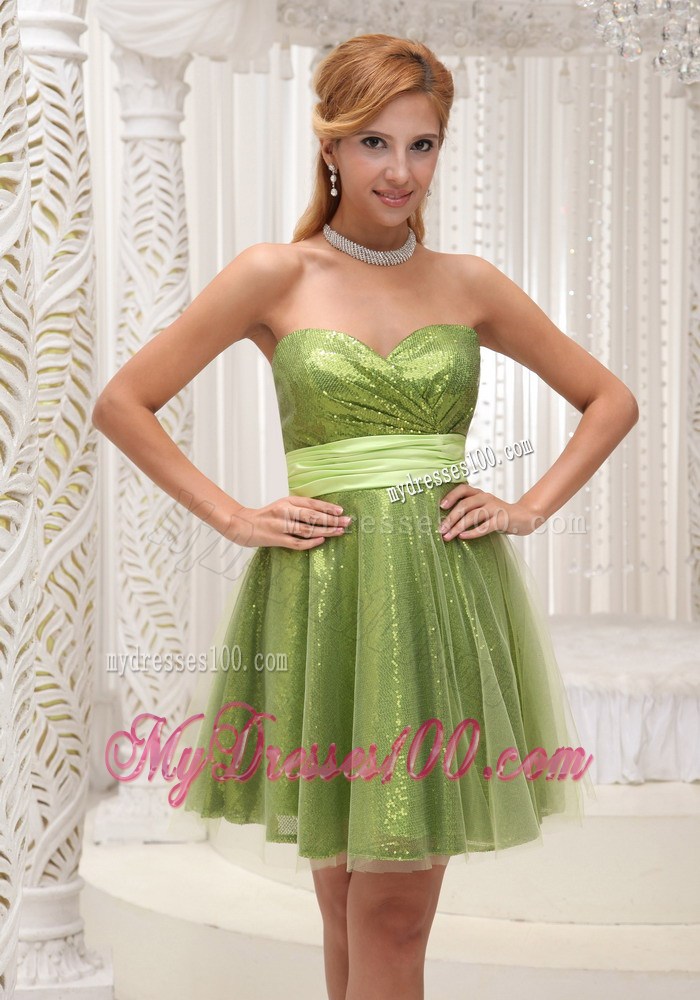 Empire Homecoming Dresses For 2013 Sequin and Sash Sweetheart