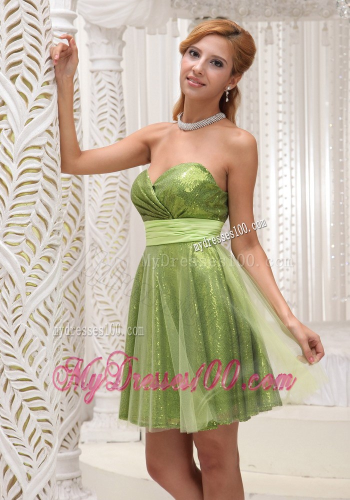 Empire Homecoming Dresses For 2013 Sequin and Sash Sweetheart