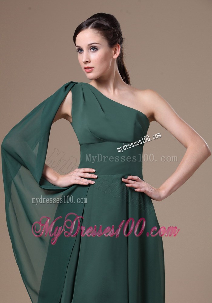 Green One Shoulder Homecoming Dress With Watteau Train 2013