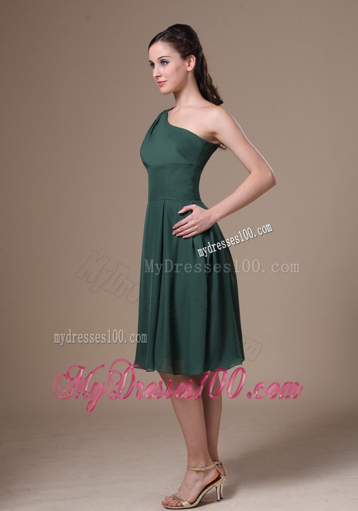 Green One Shoulder Homecoming Dress With Watteau Train 2013