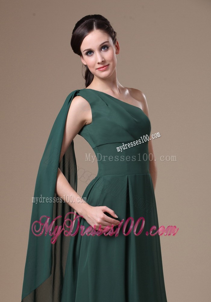 Green One Shoulder Homecoming Dress With Watteau Train 2013