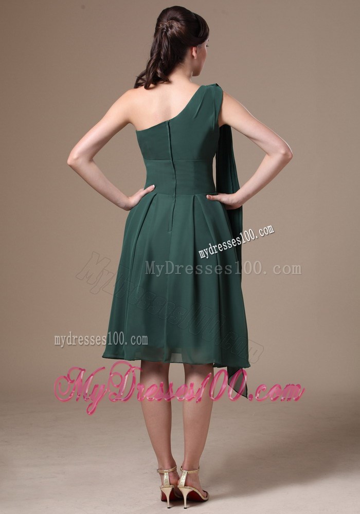 Green One Shoulder Homecoming Dress With Watteau Train 2013