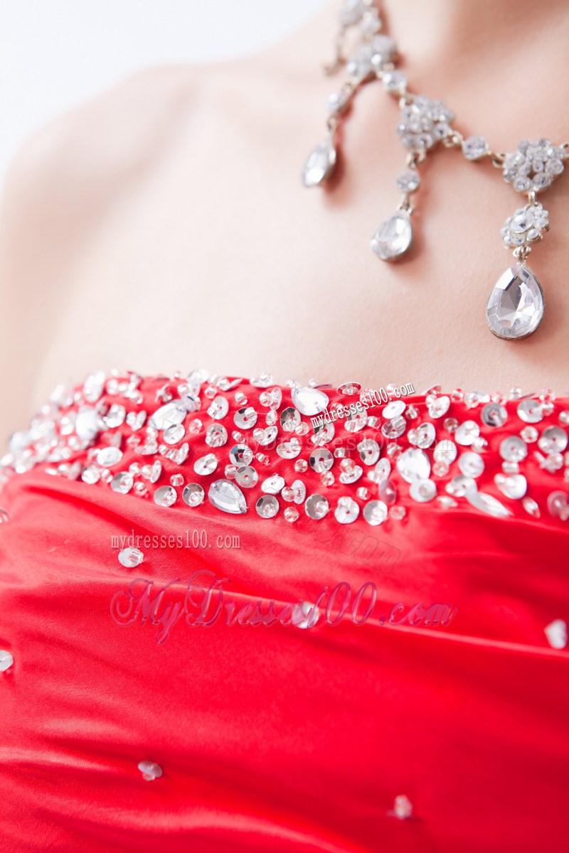 Red Strapless Beading and Pick-ups Homecoming Dresses