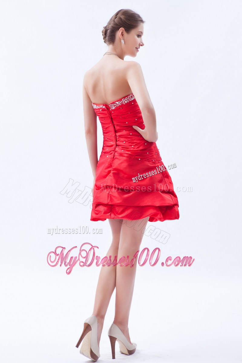 Red Strapless Beading and Pick-ups Homecoming Dresses