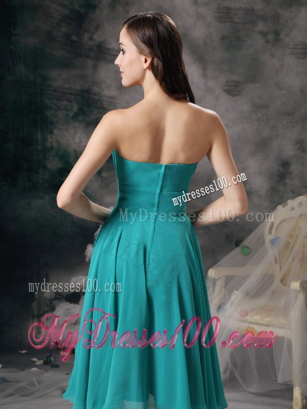 Beautiful Turquoise Empire Strapless Homecoming Dress Beading 