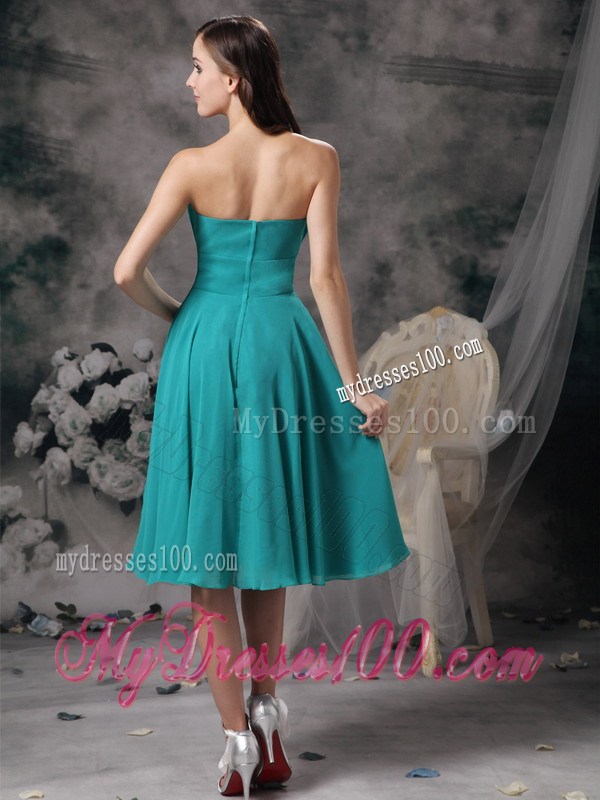 Beautiful Turquoise Empire Strapless Homecoming Dress Beading 