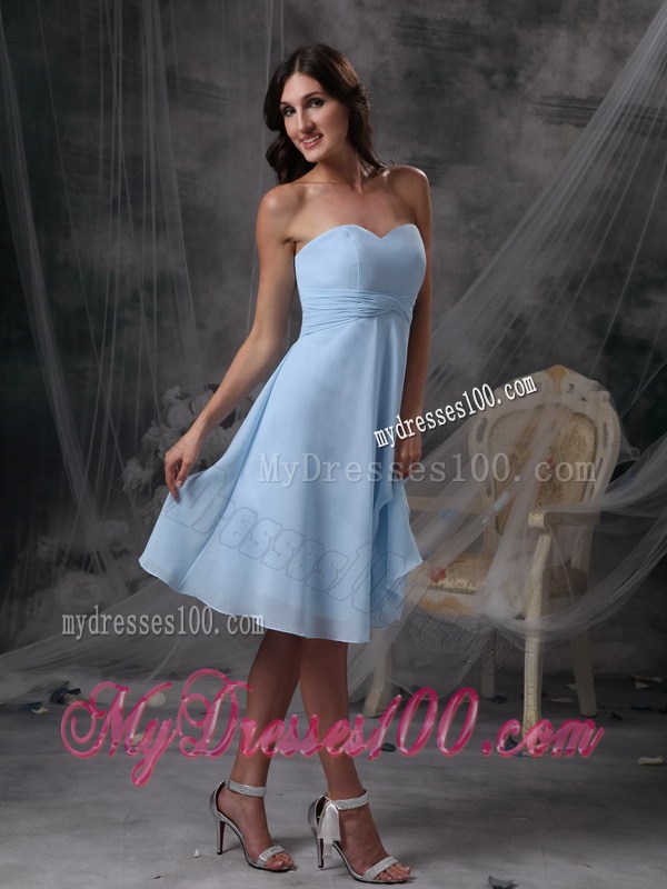 Custom Made Baby Blue Empire Homecoming Dress Sweetheart Ruches