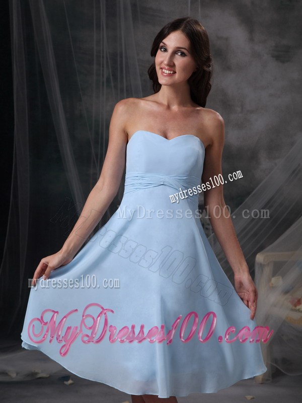 Custom Made Baby Blue Empire Homecoming Dress Sweetheart Ruches