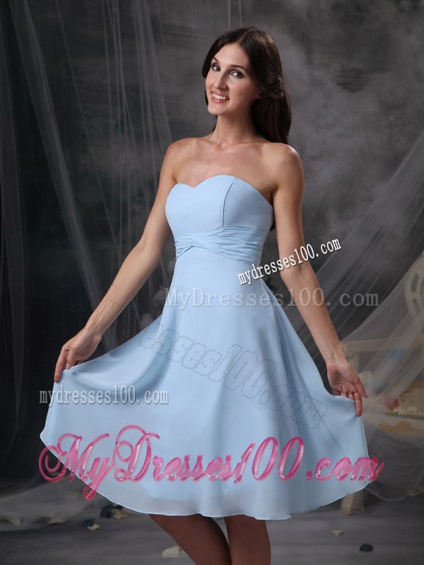 Custom Made Baby Blue Empire Homecoming Dress Sweetheart Ruches
