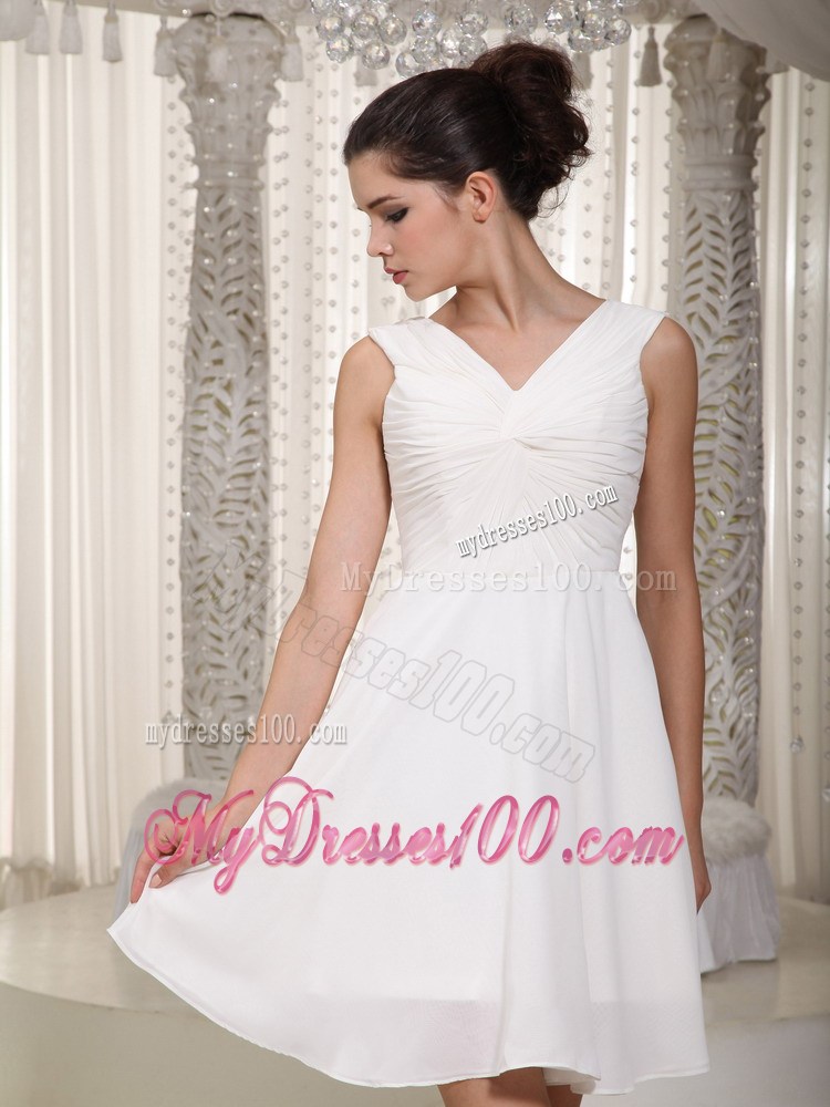 White Empire V-neck Short Homecoming Dresses for Cheap 2013
