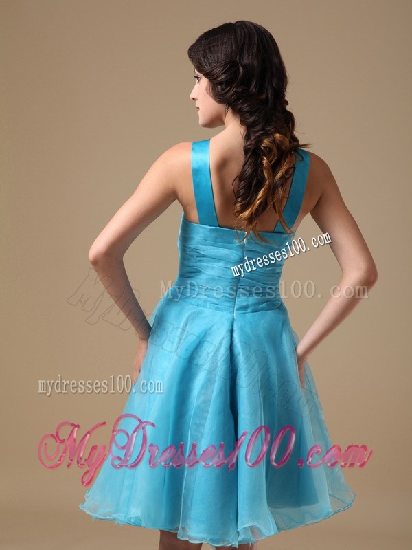 Aqua V-neck Knee-length 2013 Short Homecoming Dresses