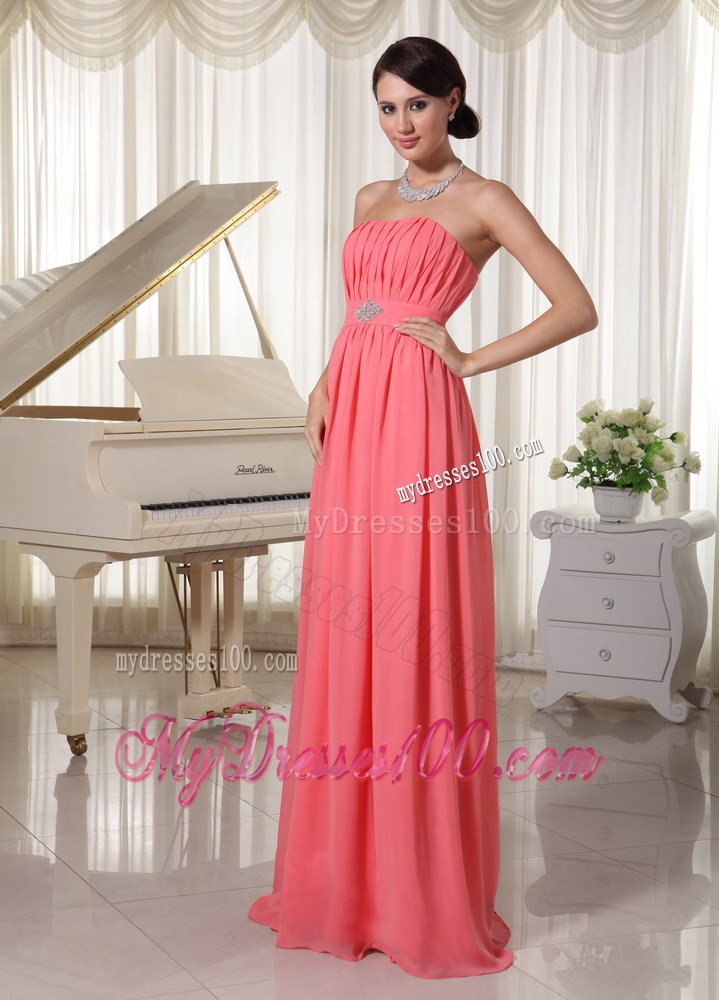 2013 Watermelon Red Homecoming Dresses With Beading and Ruche