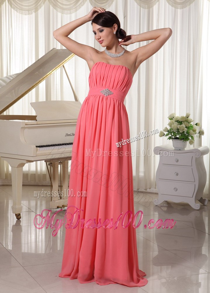2013 Watermelon Red Homecoming Dresses With Beading and Ruche