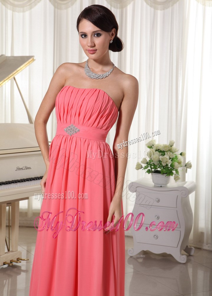 2013 Watermelon Red Homecoming Dresses With Beading and Ruche