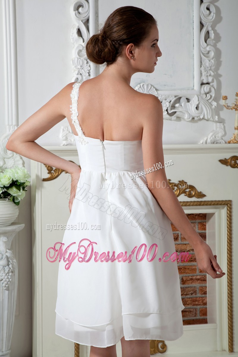 White Empire One Shoulder Appliques Short Homecoming Dresses