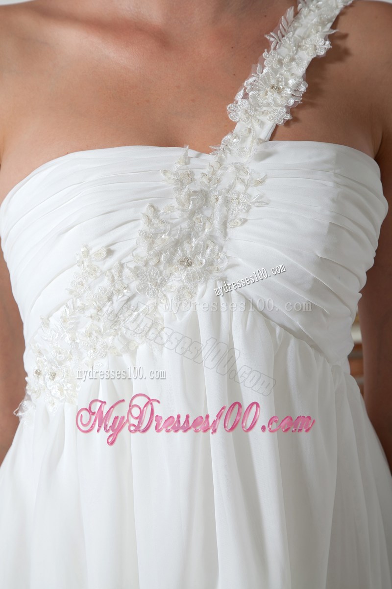 White Empire One Shoulder Appliques Short Homecoming Dresses
