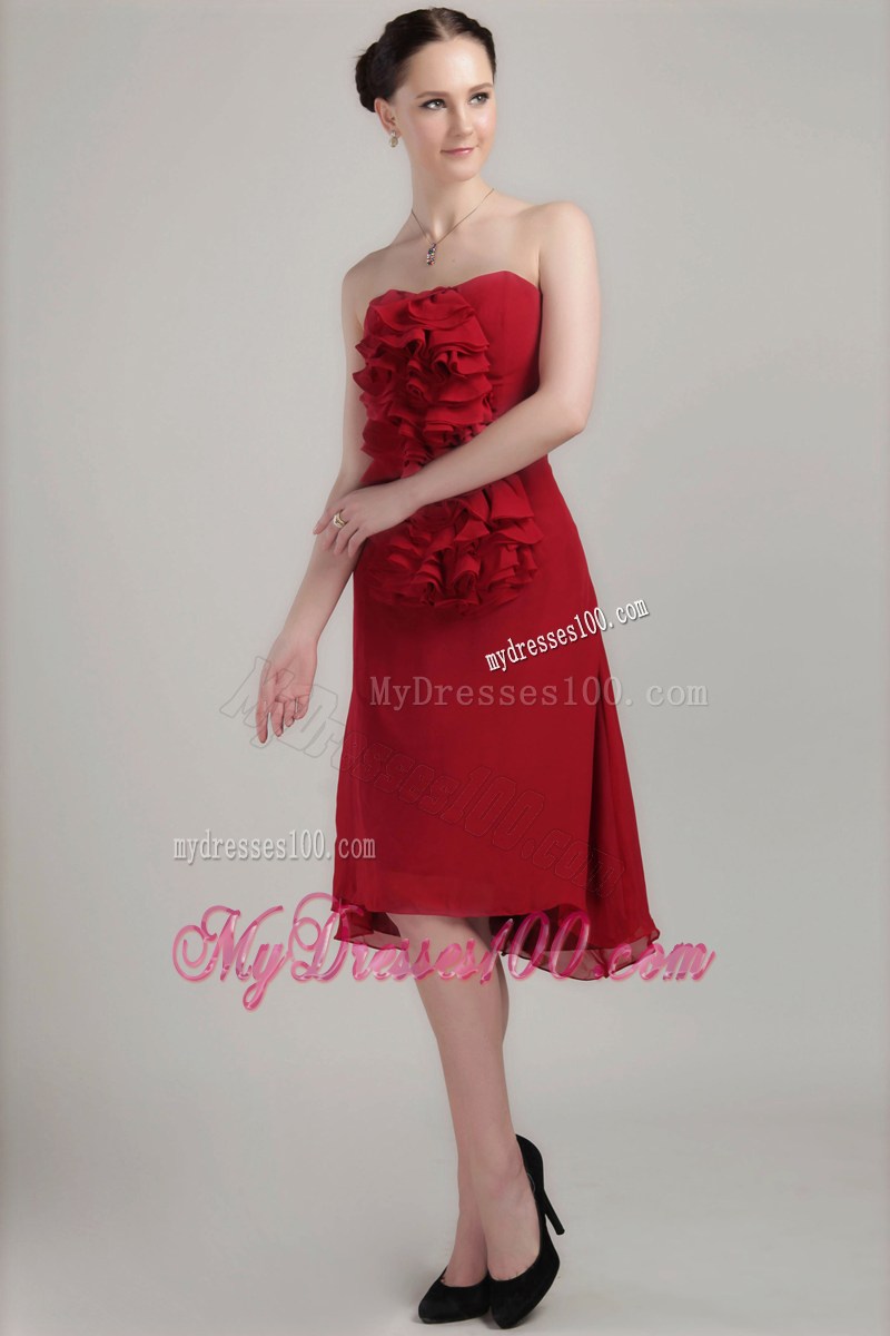 Wine Red Sheath Strapless Asymmetrical 2013 Homecoming Dresses
