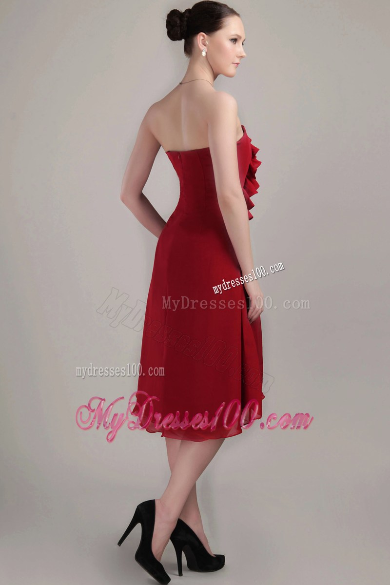 Wine Red Sheath Strapless Asymmetrical 2013 Homecoming Dresses