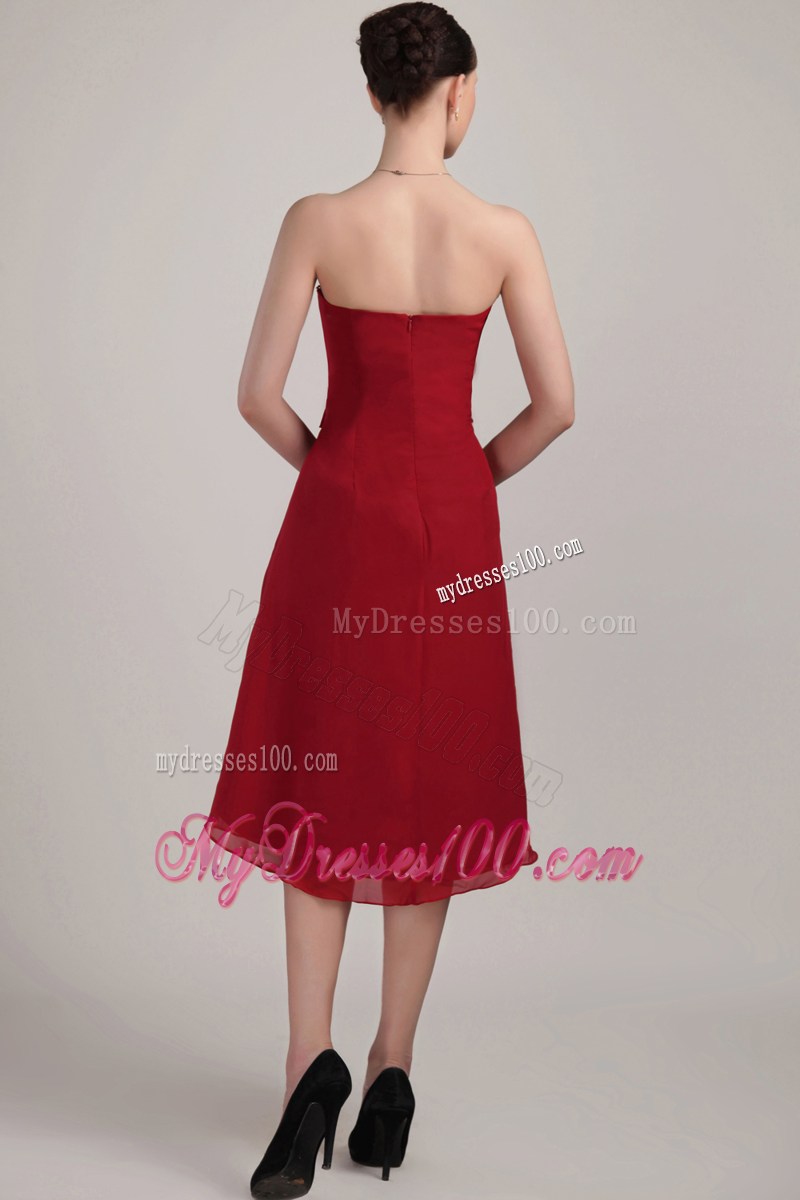 Wine Red Sheath Strapless Asymmetrical 2013 Homecoming Dresses