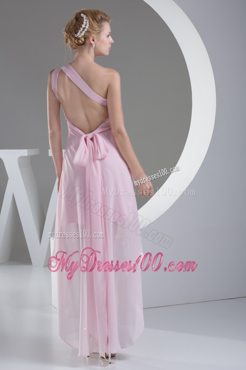 Wonderful Beaded Decorate Shoulder High Low Homecoming Dresses
