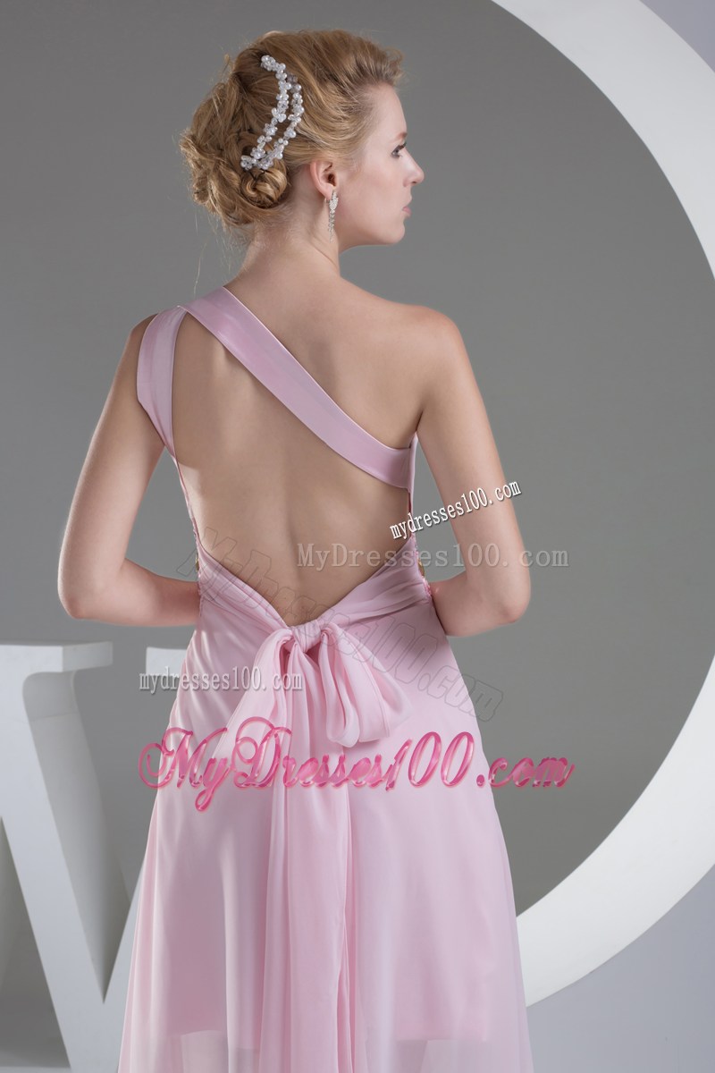 Wonderful Beaded Decorate Shoulder High Low Homecoming Dresses